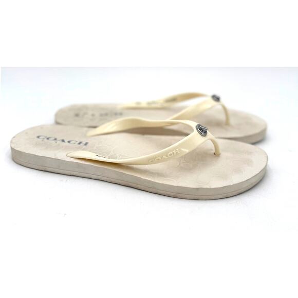 Coach Women's White Abbigail Flip Flop Thong Sandals Size 9 - Picture 1 of 8